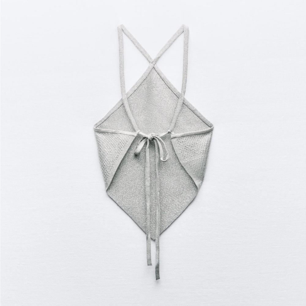 Zara Light Gray Knit Camisole with Tie Back